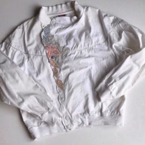 Vintage Pastel Floral Jacket size Medium Letterman Jacket